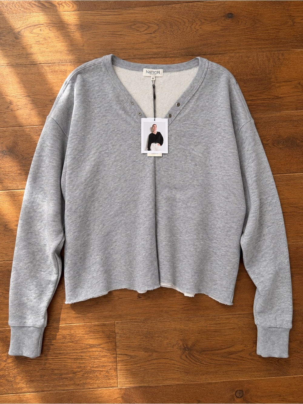 Nation LTD Tommie Gray V-Neck Pullover Sweater Sz XL NWT